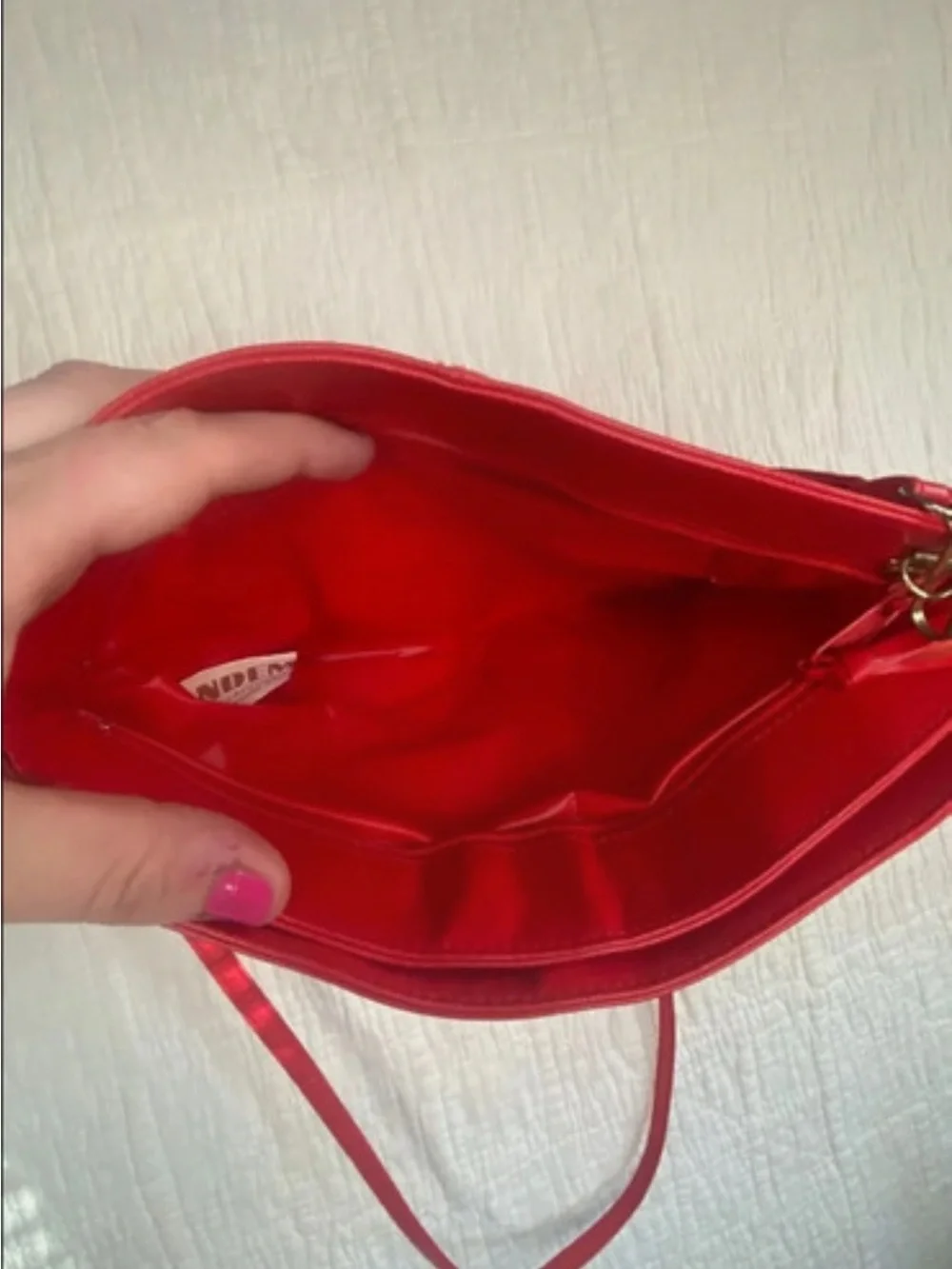 Red Patent Crossbody Bag - Unbranded Sleek Shoulder Purse